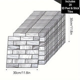 NEW 3 Dimension Grey Brick Water-Resistant Moistureproof Removable Self Adhesive Wallpaper Peel & Stick Wall Stickers for Living Room Bathroom Kitchen-Daerzy, Includes 20 Tiles