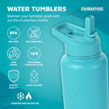 New Retails $47+ FAHRMOSIS 40 Oz Insulated Stainless Steel Water Bottle With Straw and Carrying Case - TEAL