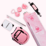 New Retail $60+ Monster Size FAHRMOSIS 64OZ Insulated Water Bottle with Strap Stainless Steel Sports Water Bottle with 3 Lids (Straw, Chug and Flip Lid) Half Gallon Water Jug - Pink (Solid)