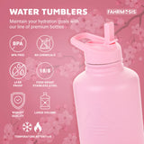 New Retail $60+ Monster Size FAHRMOSIS 64OZ Insulated Water Bottle with Strap Stainless Steel Sports Water Bottle with 3 Lids (Straw, Chug and Flip Lid) Half Gallon Water Jug - Pink (Solid)