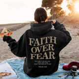 New Unisex Faith Over Fear Hoodie Christian Faith Sweatshirt Jesus Loves You Hoodie Christian Religious Sayings Pullover Sweater Brown Sz XL