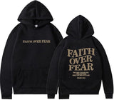 New Unisex Faith Over Fear Hoodie Christian Faith Sweatshirt Jesus Loves You Hoodie Christian Religious Sayings Pullover Sweater Brown Sz XL