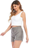 New Famnbro Womens Sexy Fuzzy 3 Piece Outfits Fleece Warm Hooded Cardigan Crop Top Shorts Set Loungewear Grey Sz XL! Retails $87+