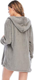 New Famnbro Womens Sexy Fuzzy 3 Piece Outfits Fleece Warm Hooded Cardigan Crop Top Shorts Set Loungewear Grey Sz XL! Retails $87+