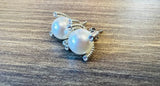 New Faux Pearl Stud Earrings, silver tone