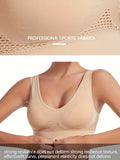 NEW Solid Color Breathable Sports Bra, Round Neck High Stretch Hollow Out Fitness Top, Women's Activewear, Beige Sz XXL