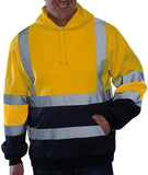 New FengGa High Visibility Sweatshirts for Men Pullover Fashion Safety Work Reflective Hoodie, Yellow Sz L