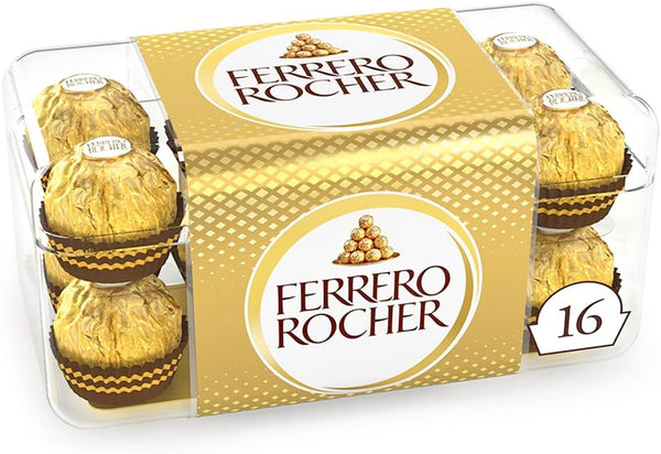 New FERRERO ROCHER Fine Hazelnut Chocolate Gift Box, 16 Individually Wrapped Chocolates, 200g