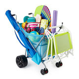 NEW Retails $130+, Seina Steel Framed Collapsible Versatile Multi-use Garden Cart or Beach Sand Cruiser, 2 built-in cup holders and an umbrella holder, Blue