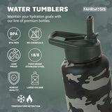 New Retails $47+ FAHRMOSIS 40 Oz Insulated Stainless Steel Water Bottle With Straw and Carrying Case - CAMO