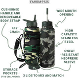 New Retails $47+ FAHRMOSIS 40 Oz Insulated Stainless Steel Water Bottle With Straw and Carrying Case - CAMO