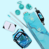 New Retail $60+ Monster Size FAHRMOSIS 64OZ Insulated Water Bottle with Strap Stainless Steel Sports Water Bottle with 3 Lids (Straw, Chug and Flip Lid) Half Gallon Water Jug - Teal (Print)