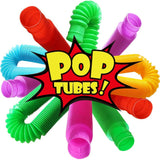 New Amillc Pack of 10 Pop Tubes Fidget Toy Pop It Colorful Stretch Tube Sensory Tool for Kids Adult Elastic Tube