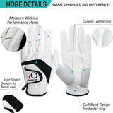 New Finger Ten All Weather Golf Glove Men Right Handed Cabretta Leather Grip, Sz L