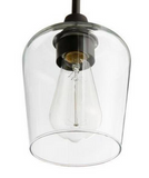 NEW Retails $80+, Hampton Bay Pavlen 5.5 inch 1-Light Bronze Mini Pendant with Clear Glass Shade