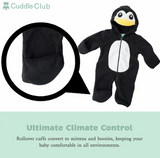 NEW Retails $55, Penguin Fleece Bunting Baby Onesie, Sz 18-24 months