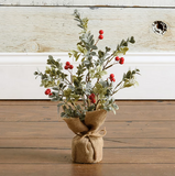 NEW Mini Pine, Eucalyptus And Berries Small Tree - Ours is Flocked With Pine, Eucalyptus, Berries & Pinecone