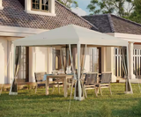 NEW Retails $222, 10 ft. x 10 ft. Outdoor Canopy Pop-Up Tent with Sidewalls Instant Setup 4-Mesh Walls for Party Events Beige