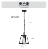 NEW Retails $82, Hampton Bay Knightley 1-Light Matte Black and Glass Mini Pendant