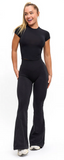 NWT Retails $86, Buffbunny Seamless Flare Legging, Black, Sz XL, Regular Length