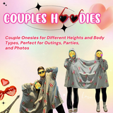 NEW Couples Hoodies Pajamas, Oversized Matching Onesies Sweatshirts Two Person hoodie with Pockets, Blue/Grey