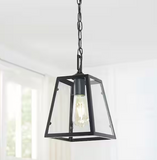NEW Retails $82, Hampton Bay Knightley 1-Light Matte Black and Glass Mini Pendant