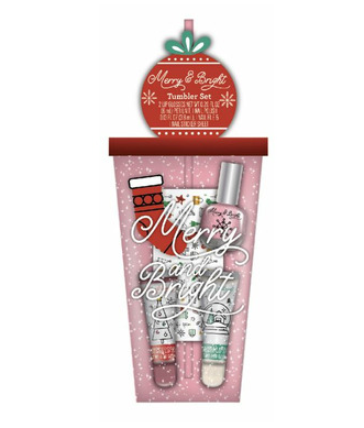 NEW Taste Beauty Nail Set Tumbler Merry and Bright Beauty, includes Tumbler, nail polish, file, nail stickers & 2 lip gloss