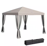 NEW Retails $222, 10 ft. x 10 ft. Outdoor Canopy Pop-Up Tent with Sidewalls Instant Setup 4-Mesh Walls for Party Events Beige