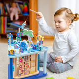 NEW Retails $45, Wooden Activity Cube Multifunctional Baby Activity Center Sea World Fishing Game | Montessori Toys | Threading Game | Bead Maze | Beads Counting | Number Recognition| Good Gift Choice