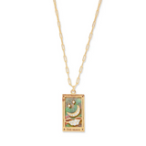 NEW The Moon Tarot Card Pendant Necklace, background is WHITE