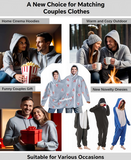 NEW Couples Hoodies Pajamas, Oversized Matching Onesies Sweatshirts Two Person hoodie with Pockets, Blue/Grey