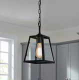 NEW Retails $82, Hampton Bay Knightley 1-Light Matte Black and Glass Mini Pendant