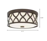 NEW Retails $131, 3-Light Harvard Court Bronze Flush Mount with Etched White Glass