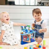 NEW Retails $45, Wooden Activity Cube Multifunctional Baby Activity Center Sea World Fishing Game | Montessori Toys | Threading Game | Bead Maze | Beads Counting | Number Recognition| Good Gift Choice