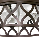 NEW Retails $131, 3-Light Harvard Court Bronze Flush Mount with Etched White Glass