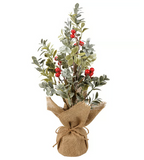 NEW Mini Pine, Eucalyptus And Berries Small Tree - Ours is Flocked With Pine, Eucalyptus, Berries & Pinecone