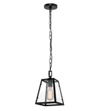 NEW Retails $82, Hampton Bay Knightley 1-Light Matte Black and Glass Mini Pendant