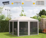 NEW Retails $222, 10 ft. x 10 ft. Outdoor Canopy Pop-Up Tent with Sidewalls Instant Setup 4-Mesh Walls for Party Events Beige