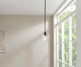 NEW Retails $80+, Hampton Bay Pavlen 5.5 inch 1-Light Bronze Mini Pendant with Clear Glass Shade