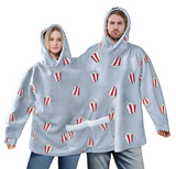 NEW Couples Hoodies Pajamas, Oversized Matching Onesies Sweatshirts Two Person hoodie with Pockets, Blue/Grey
