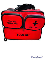 New Deluxe Auto Emergency/First Aid kit tool kit! This kit is loaded with first aid & auto essentials!!