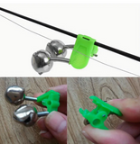 New 6 Pcs Green Red Clip Fishing Rod Pole Alarm Twin Alert Bell! Plastic clip easy to fit for most fishing rod, each pieces has twin bell for fishing as a bite alarm. It will ring when fish strike, wonderful accessory for fishing.