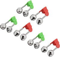 New 6 Pcs Green Red Clip Fishing Rod Pole Alarm Twin Alert Bell! Plastic clip easy to fit for most fishing rod, each pieces has twin bell for fishing as a bite alarm. It will ring when fish strike, wonderful accessory for fishing.