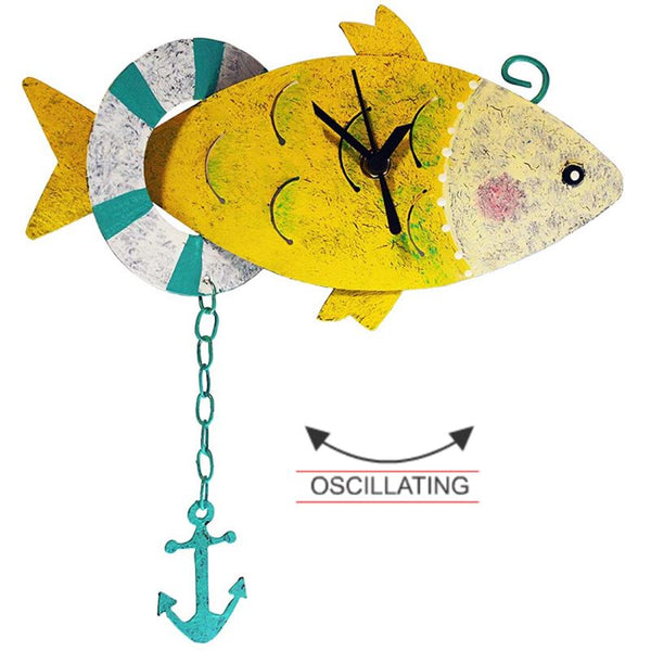 New with box! OXIDOS FISH PENDULUM CLOCK MADE IN COLOMBIA FAIR TRADE, HAND-CRAFTED Retails $65+