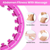 New Weighted Hula Hoops Smart Fitness Hoops for Adults Weight Loss, 24 Detachable Knots Plus 4 Extra Sections Adjustable Hula Hoop, 2 in 1 Abdomen Fitness Message Non Fall Auto Spinning Ball