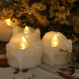 New Flameless Candles with Remote, Wax Dripped LED Tea Lights with Realistic Flickering, Warm White, Pack of 12