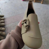 NEW Women's Khaki Colored Faux Leather Flats Comfy Slip On Non-Slip Shoes Casual, Sz 7.5