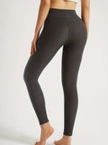 New Casual Chic, Women's High-Waisted Yoga Leggings - Stretchy, Slim Fit, Warm Thick Activewear Pants, Solid Color with Elastic Waistband, Machine Washable Grey Sz M