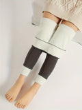 New Casual Chic, Women's High-Waisted Yoga Leggings - Stretchy, Slim Fit, Warm Thick Activewear Pants, Solid Color with Elastic Waistband, Machine Washable Grey Sz M