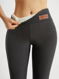 New Casual Chic, Women's High-Waisted Yoga Leggings - Stretchy, Slim Fit, Warm Thick Activewear Pants, Solid Color with Elastic Waistband, Machine Washable Grey Sz M
